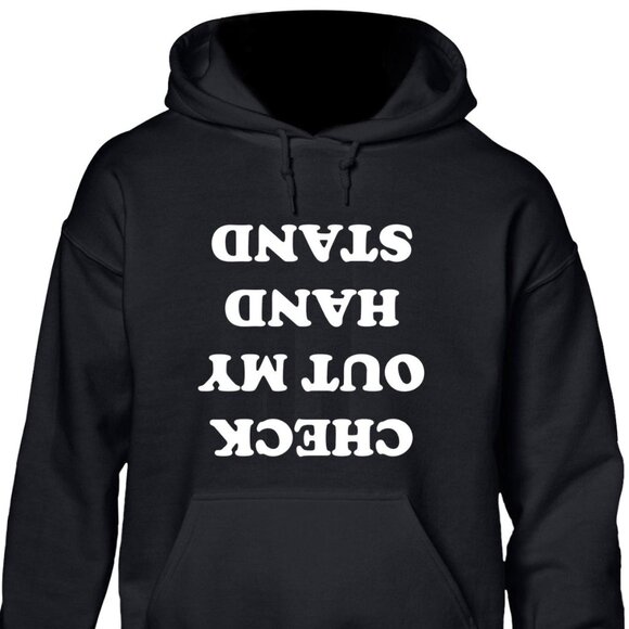 New Check Out My Hand Stand Black Hoodie Fleece Sweatshirt - Picture 1 of 2